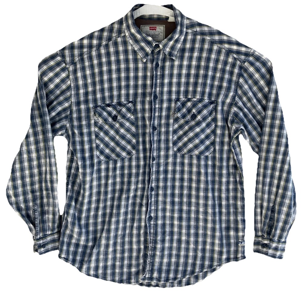 Levis Vintage Flannel Shirt Mens L Plaid Long Sleeve Button Y2K Rockabilly‎